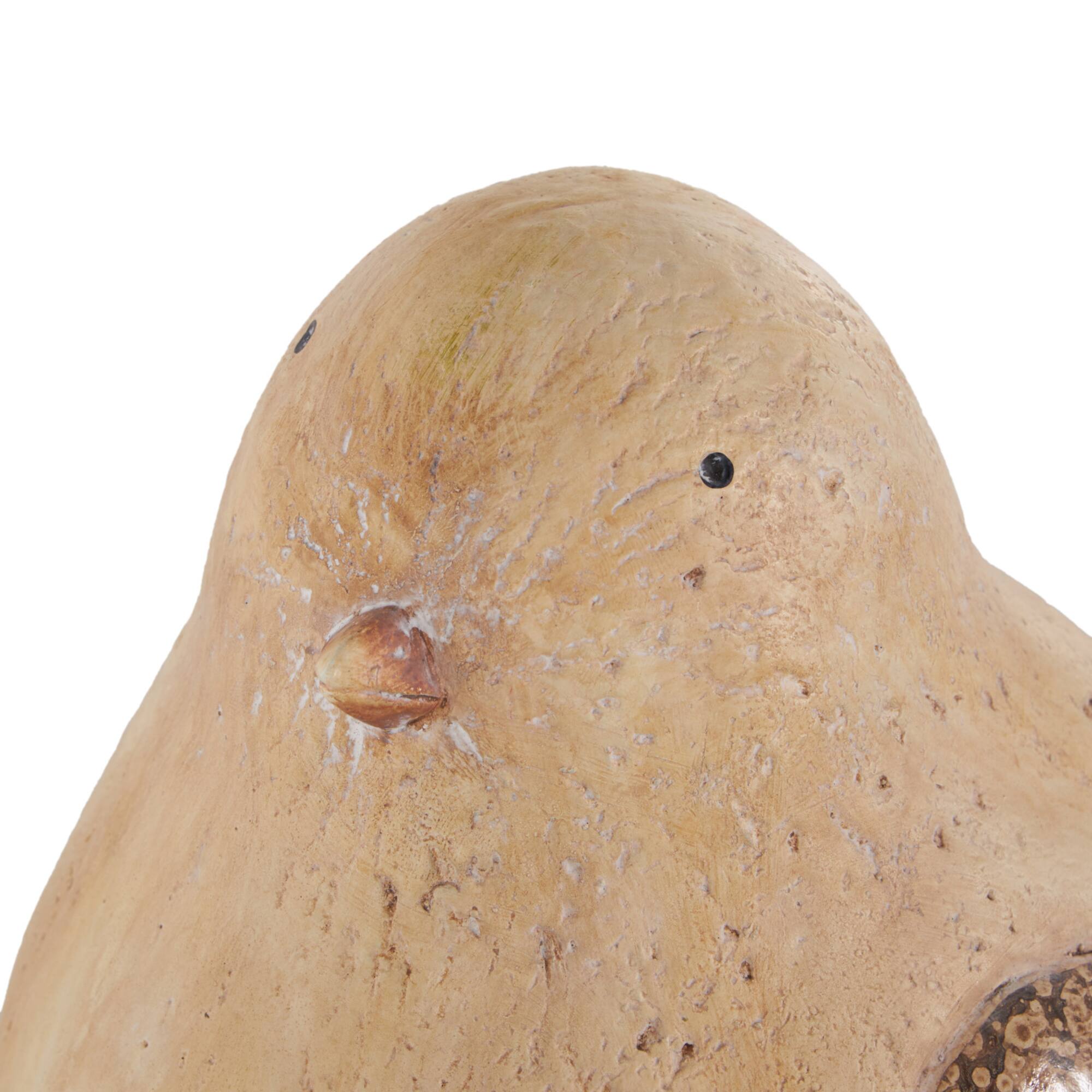 9.25" Cream & Brown Magnesium Oxide Bird Sitting Garden Sculpture